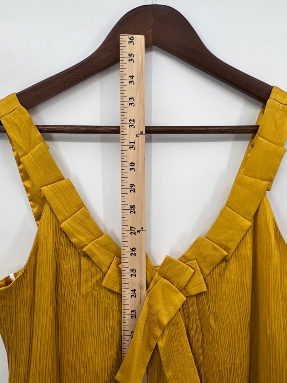 Jax Womens 8 100% Silk Dress Mustard Gold Ruffle Bow Pleated Y2K Mini Cocktail - Picture 7 of 7